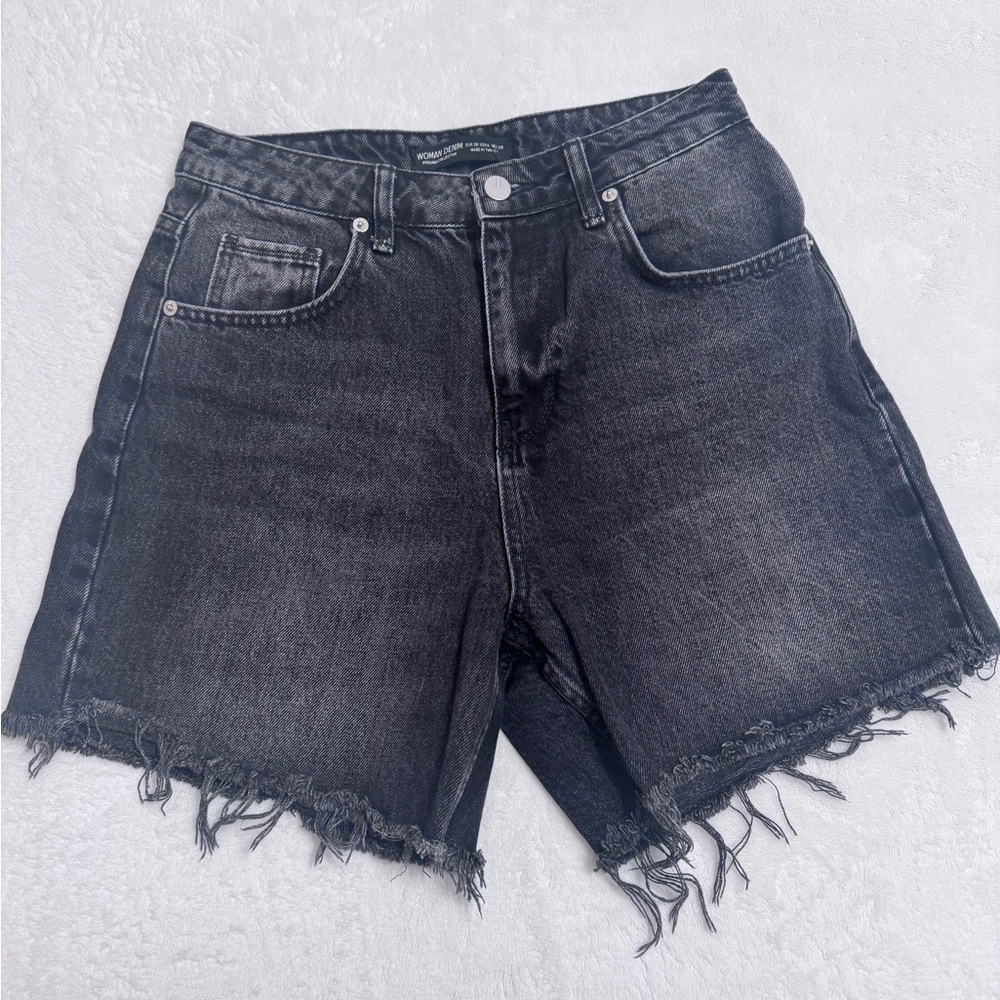 WOMAN DENIM Premium Collection Black High-Waisted Shorts - Size 6 (USA)